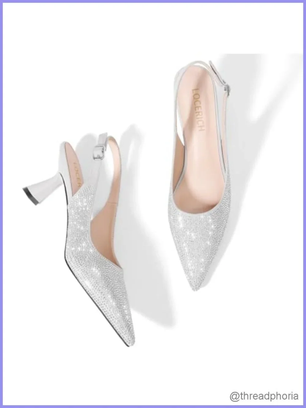 Women's Rhinestone Kitten Heels Slingback Dress Pumps Sparkly Low Heel Shoes